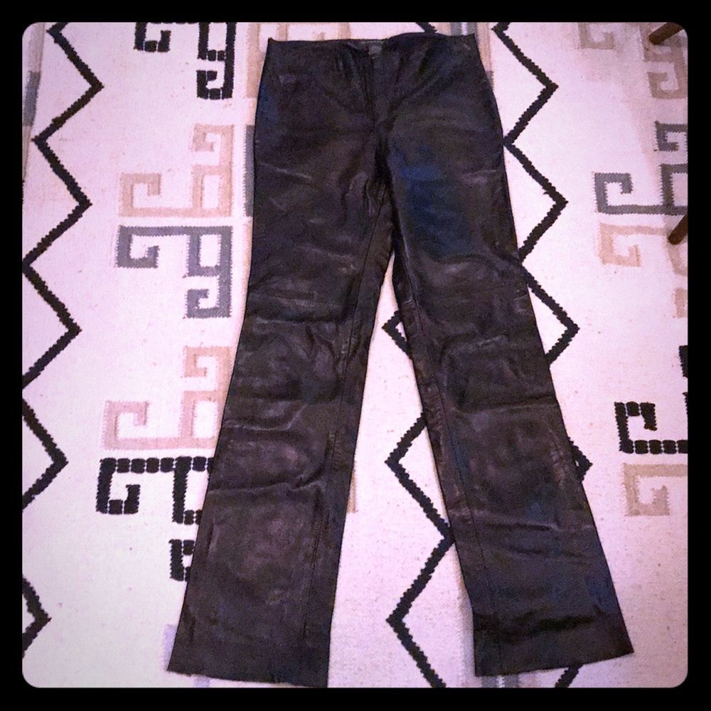 Boot cut genuine leather pants